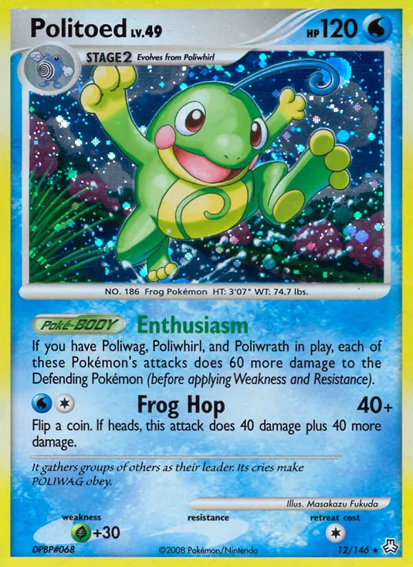 2008 Legends Awakened Politoed Rare Holo #012/146 Rare Holo card image