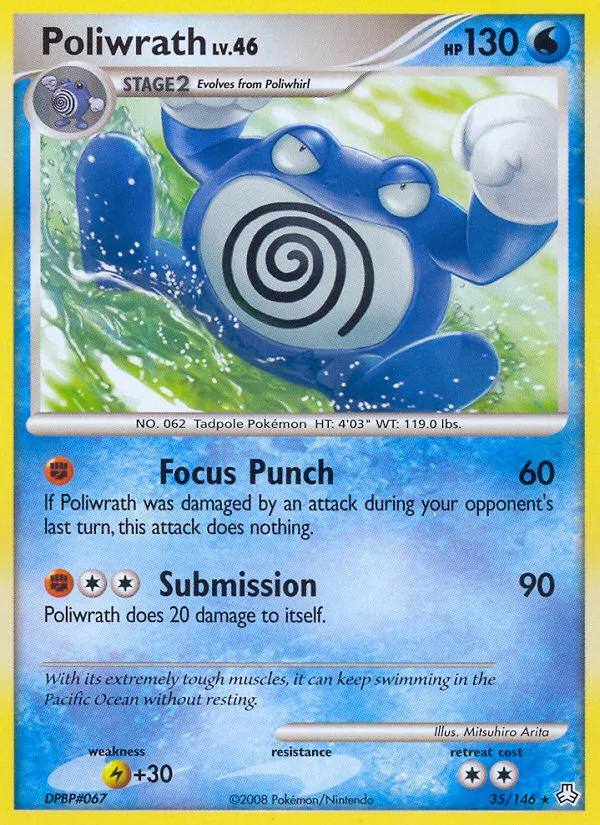 2008 Legends Awakened Poliwrath Rare #035/146 Rare card image