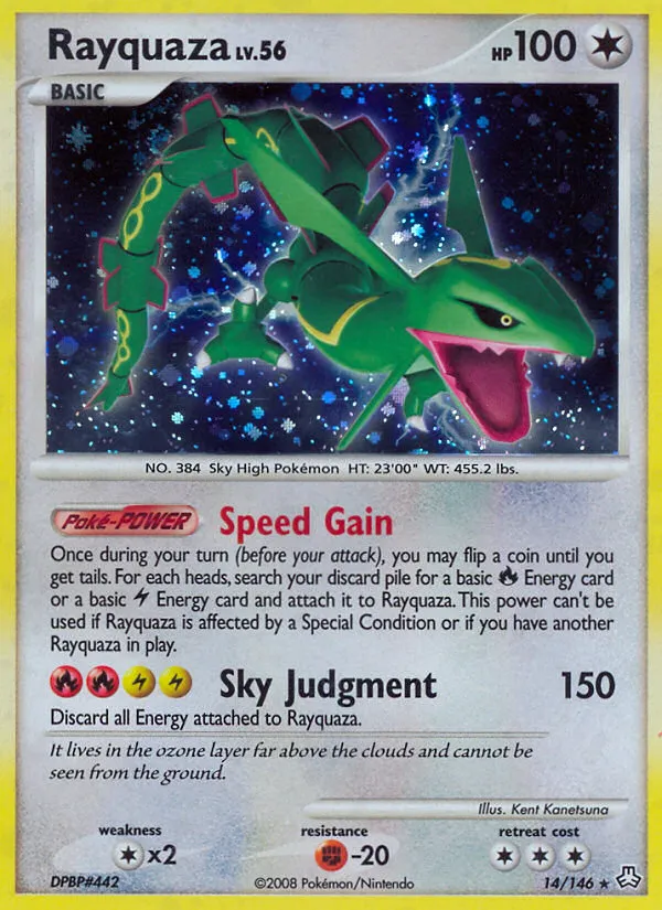 2008 Legends Awakened Rayquaza Rare Holo #014/146 Rare Holo card image