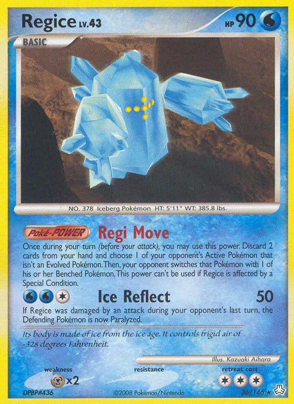 2008 Legends Awakened Regice #036/146 Rare card image