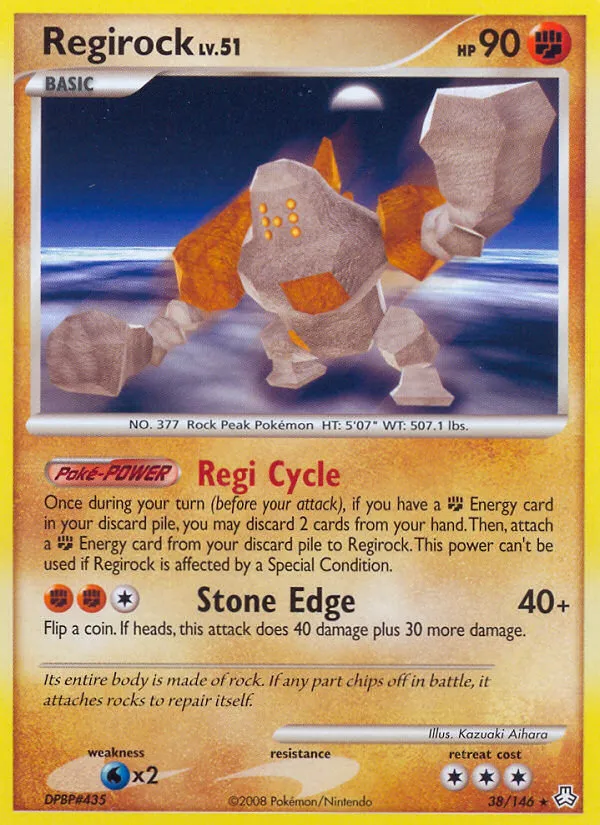 2008 Legends Awakened Regirock #038/146 Rare card image