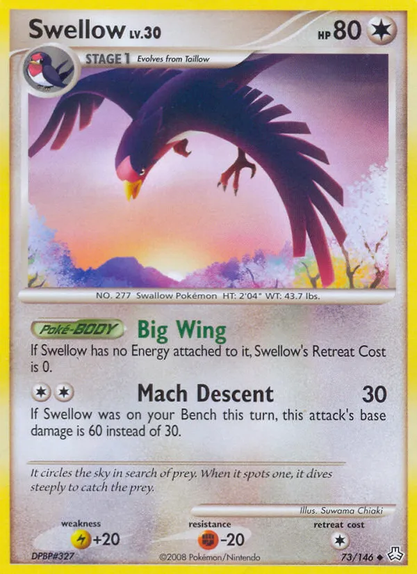2008 Legends Awakened Swellow #073/146 Uncommon card image