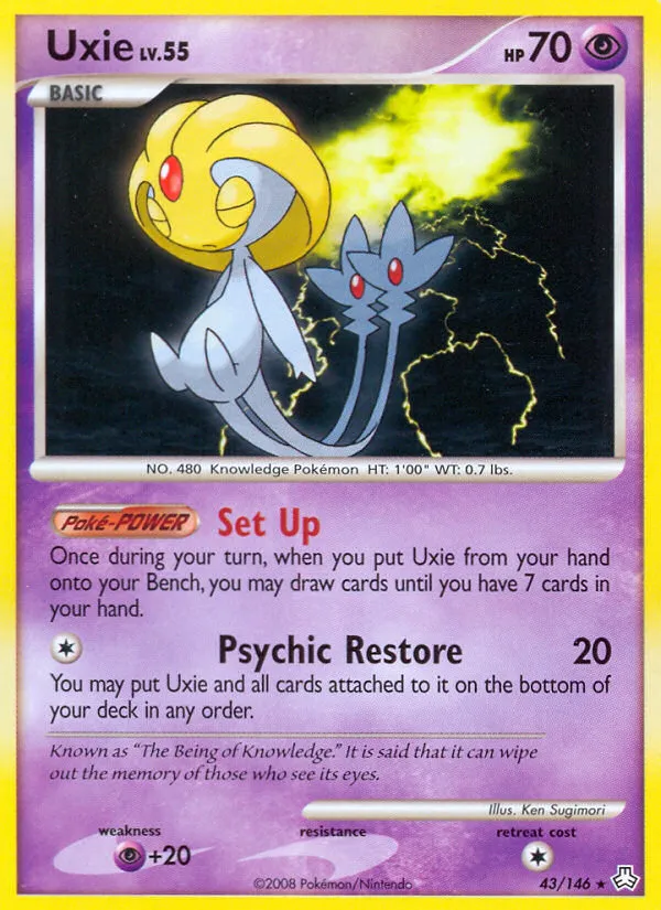 2008 Legends Awakened Uxie #043/146 Rare card image