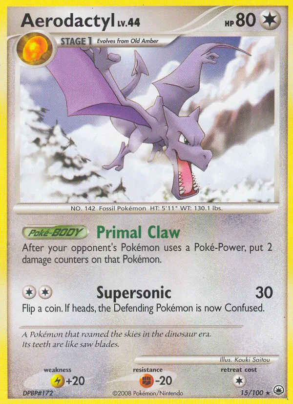 2008 Majestic Dawn Aerodactyl Rare #015/100 Rare card image