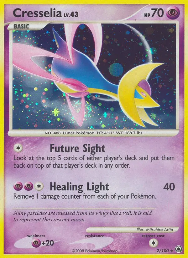 2008 Majestic Dawn Cresselia Rare Holo #002/100 Rare Holo card image