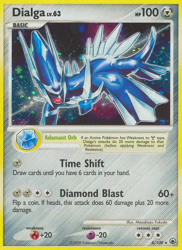 2008 Majestic Dawn Dialga Rare Holo #004/100 Rare Holo card image