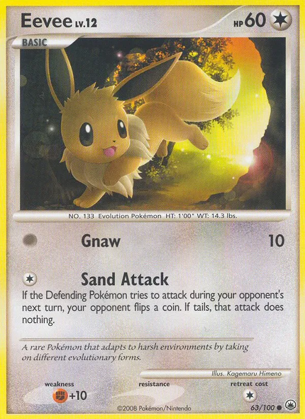 2008 Majestic Dawn Eevee #063/100 Common card image