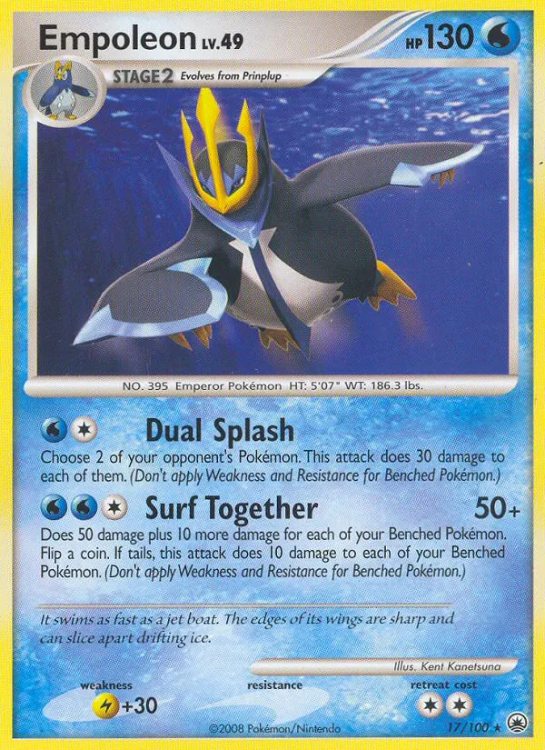 2008 Majestic Dawn Empoleon Rare #017/100 Rare card image