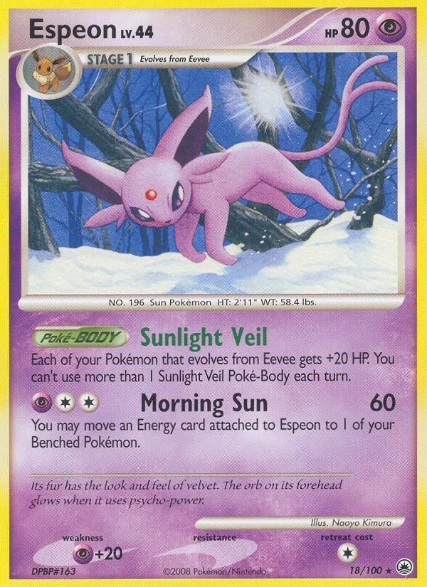 2008 Majestic Dawn Espeon Rare #018/100 Rare card image