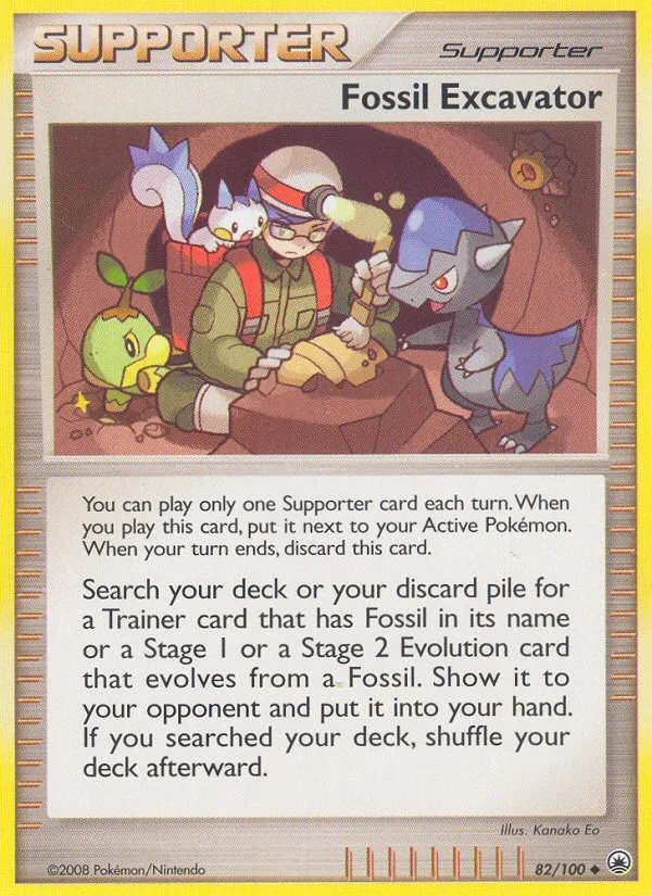 2008 Majestic Dawn Fossil Excavator Uncommon #082/100 Uncommon card image