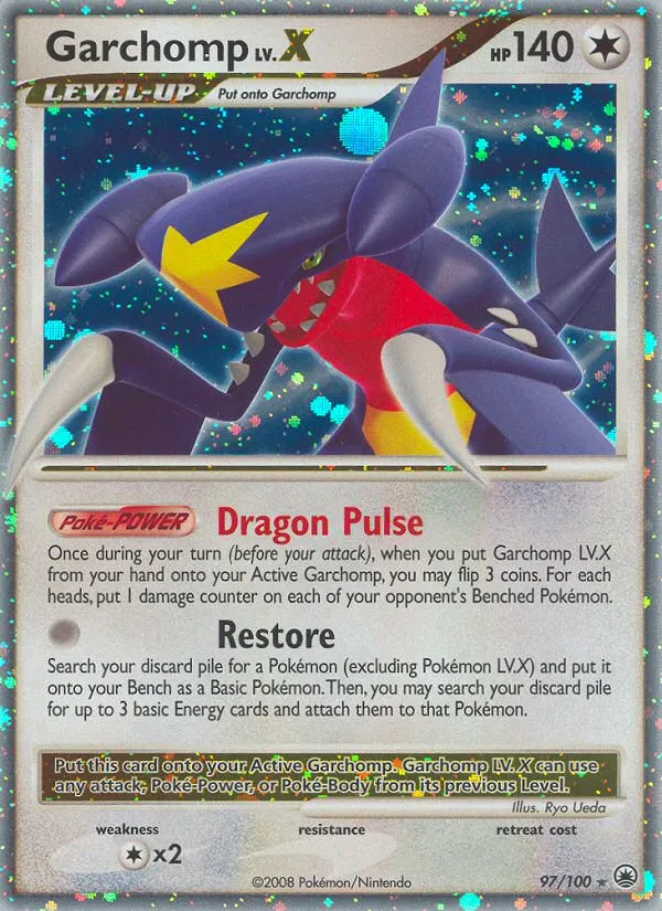 2008 Majestic Dawn Garchomp LV.X Rare Holo LV.X #097/100 Rare Holo LV.X card image