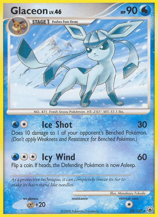 2008 Majestic Dawn Glaceon Rare Holo #005/100 Rare Holo card image