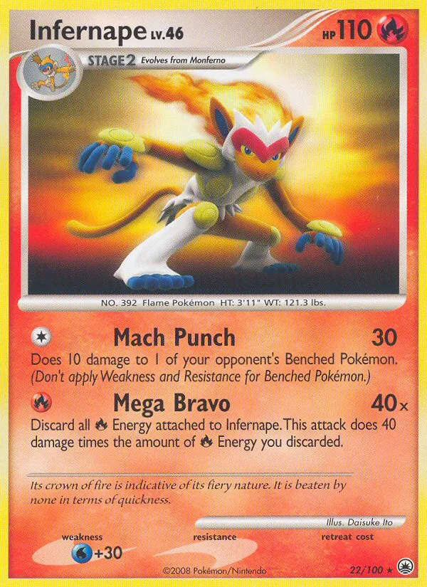 2008 Majestic Dawn Infernape Rare #022/100 Rare card image
