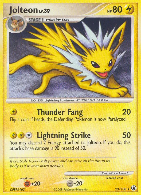 2008 Majestic Dawn Jolteon Rare #023/100 Rare card image