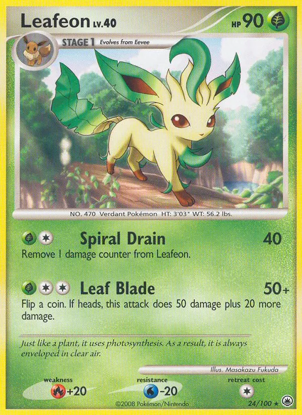 2008 Majestic Dawn Leafeon #024/100 Rare card image