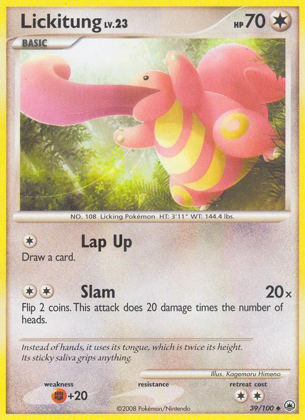 2008 Majestic Dawn Lickitung Uncommon #039/100 Uncommon card image