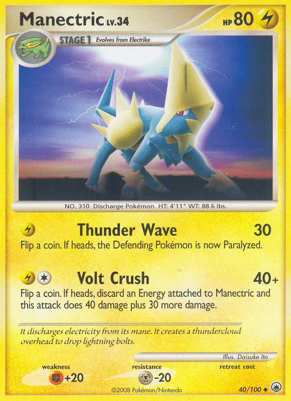 2008 Majestic Dawn Manectric Uncommon #040/100 Uncommon card image