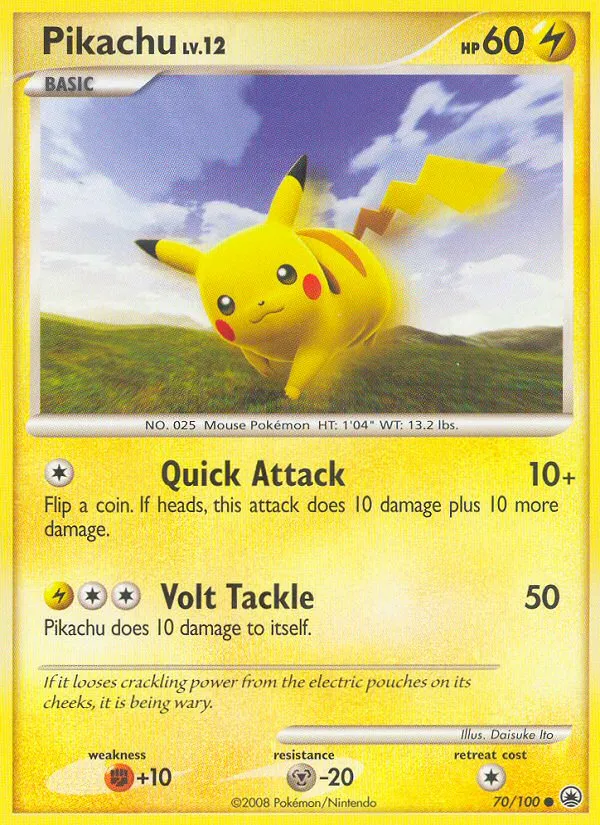 2008 Majestic Dawn Pikachu #070/100 Common card image