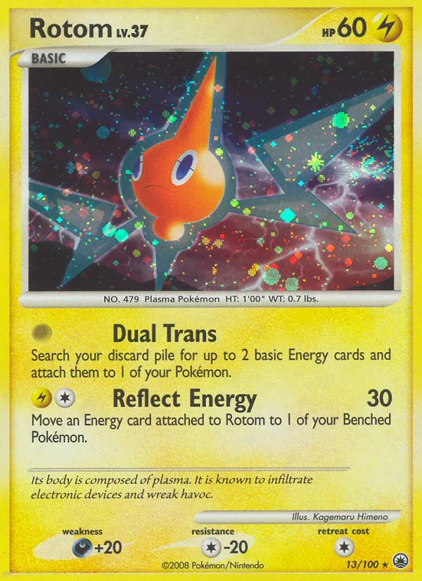 2008 Majestic Dawn Rotom Rare Holo #013/100 Rare Holo card image
