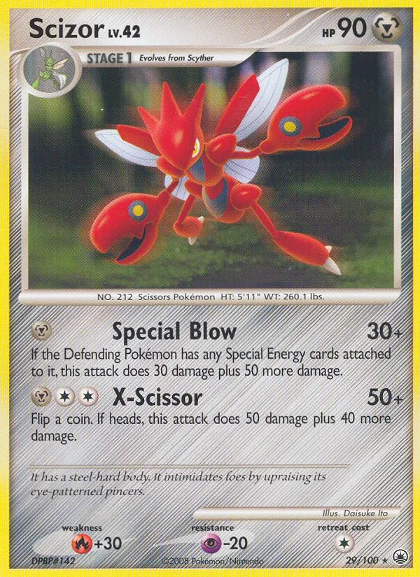 2008 Majestic Dawn Scizor Rare #029/100 Rare card image