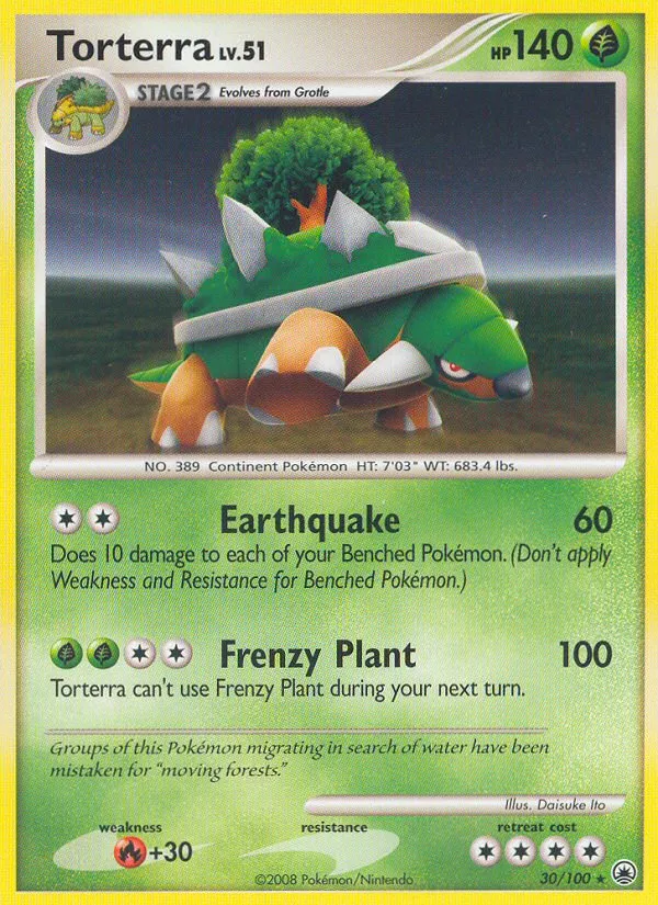 2008 Majestic Dawn Torterra Rare #030/100 Rare card image
