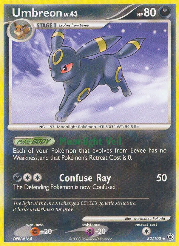 2008 Majestic Dawn Umbreon Rare #032/100 Rare card image