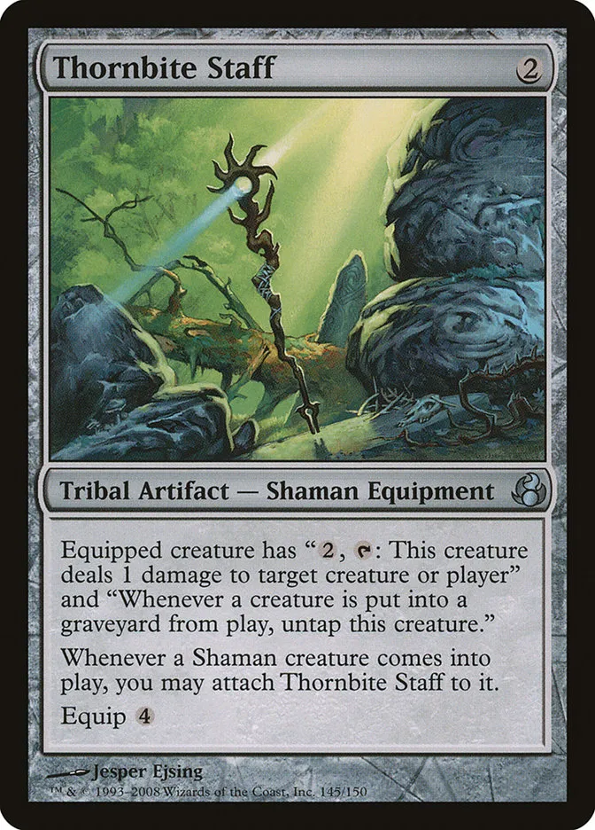 2008 Morningtide Thornbite Staff uncommon #145 unlisted card image