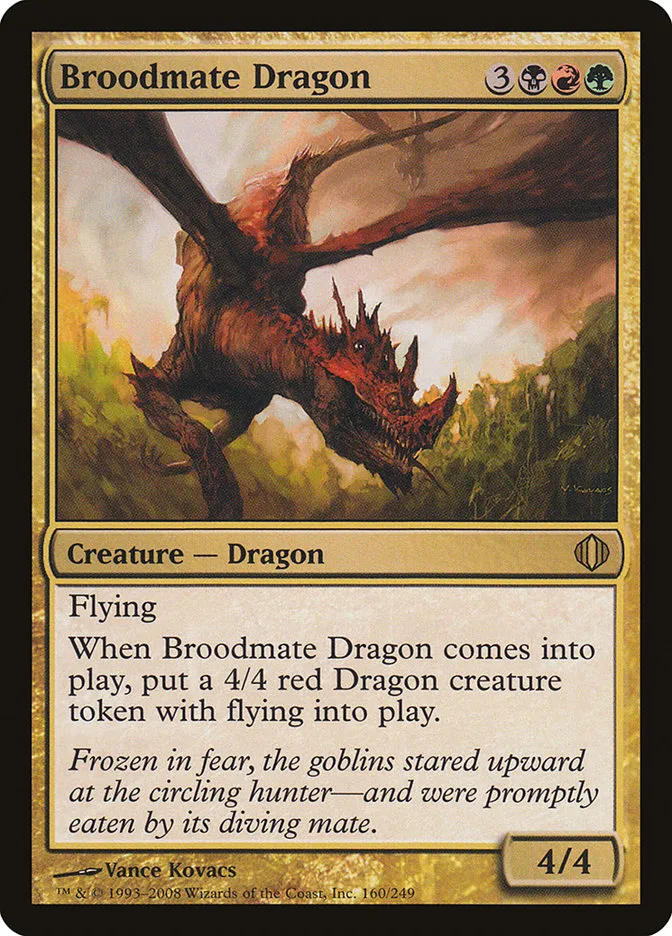 2008 Shards of Alara Broodmate Dragon #160 rare card image