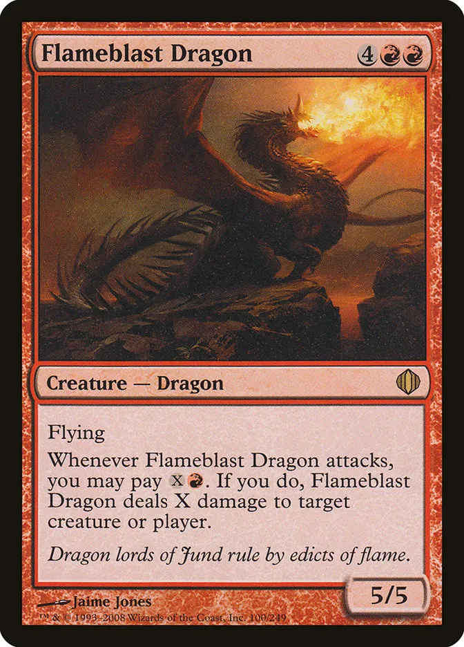 2008 Shards of Alara Flameblast Dragon #100 rare card image