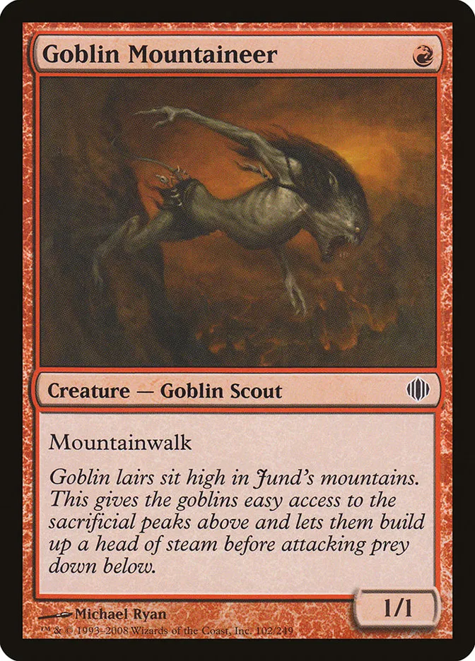 2008 Shards of Alara Goblin Mountaineer #102 common card image