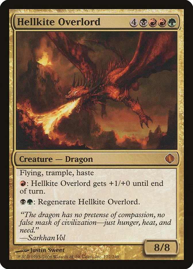 2008 Shards of Alara Hellkite Overlord #172 mythic card image
