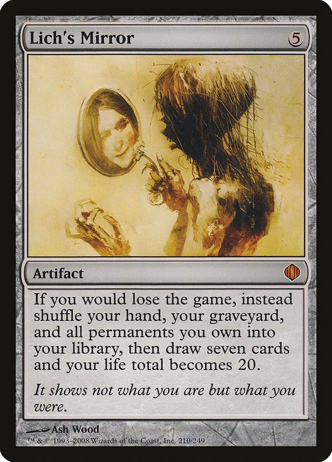2008 Shards of Alara Lich's Mirror #210 mythic card image
