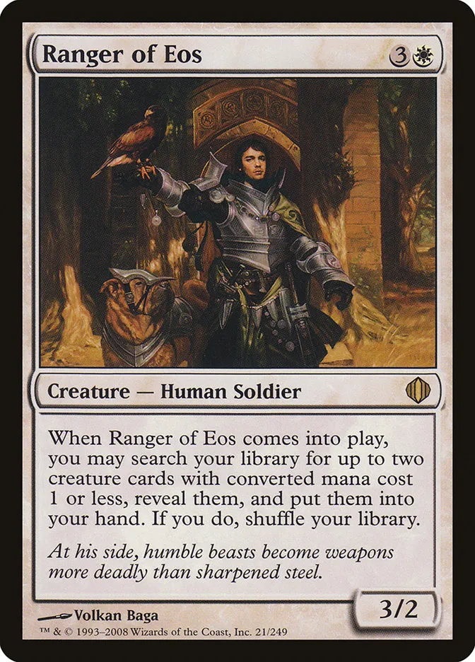 2008 Shards of Alara Ranger of Eos rare #21 rare card image