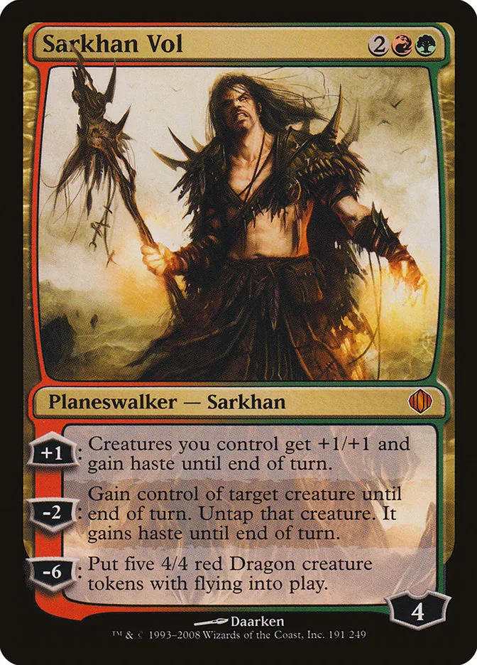 2008 Shards of Alara Sarkhan Vol #191 mythic card image