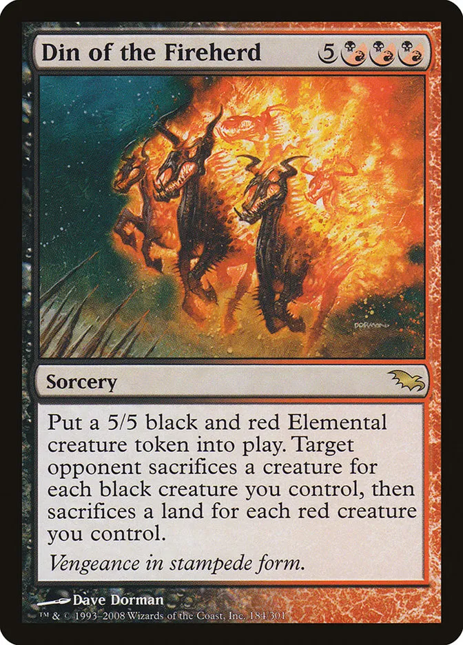 2008 Shadowmoor Din of the Fireherd rare #184 rare card image