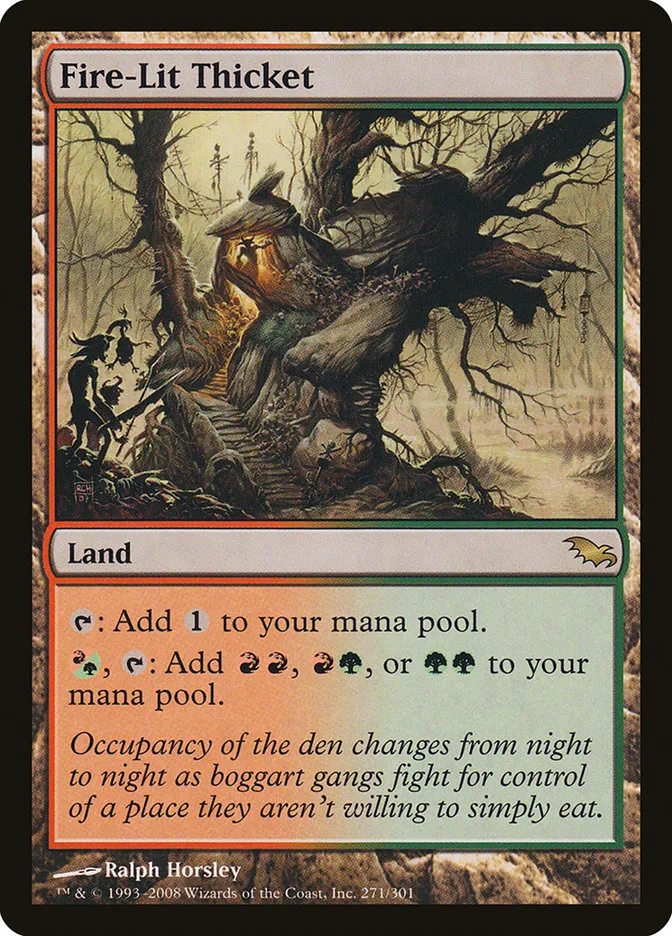 2008 Shadowmoor Fire-Lit Thicket rare #271 rare card image