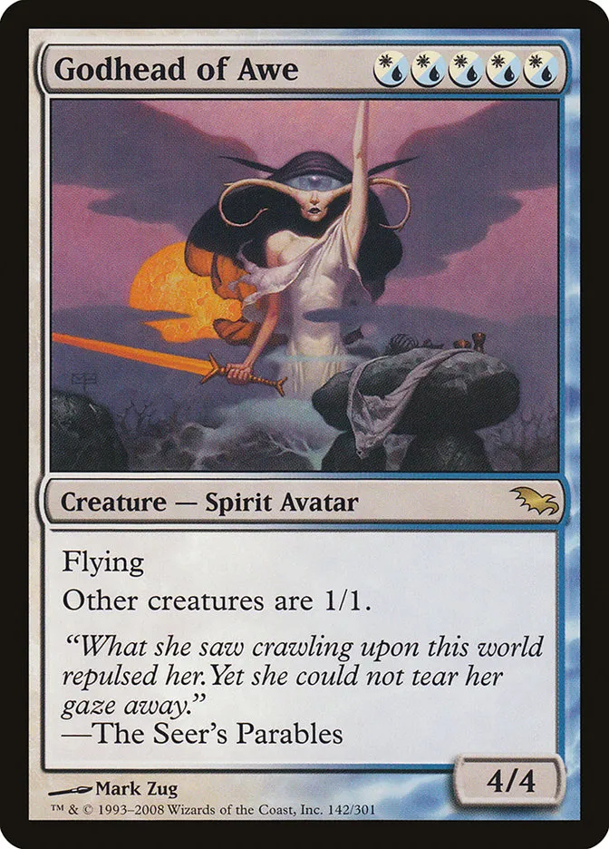2008 Shadowmoor Godhead of Awe rare #142 rare card image
