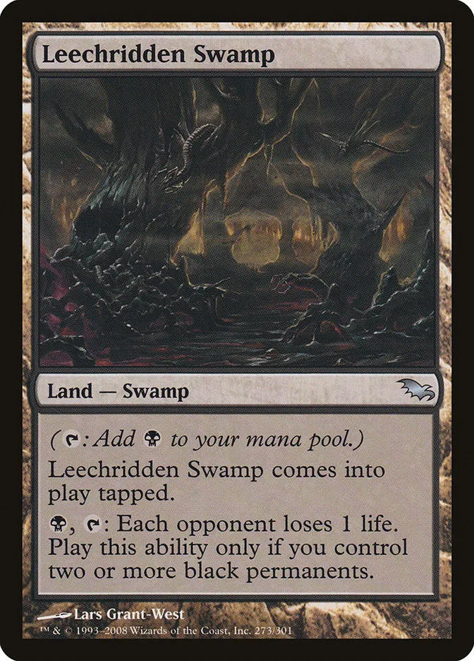 2008 Shadowmoor Leechridden Swamp uncommon #273 uncommon card image