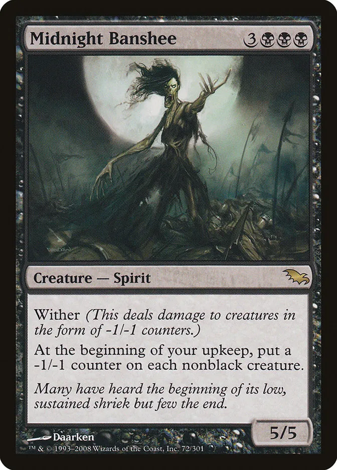2008 Shadowmoor Midnight Banshee rare #72 rare card image