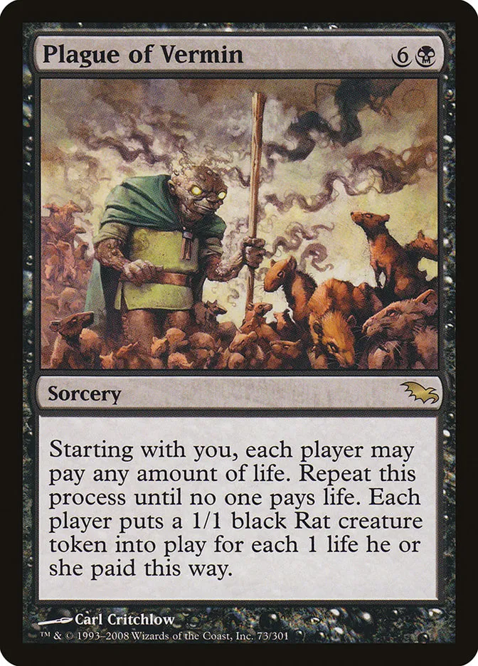 2008 Shadowmoor Plague of Vermin rare #73 rare card image