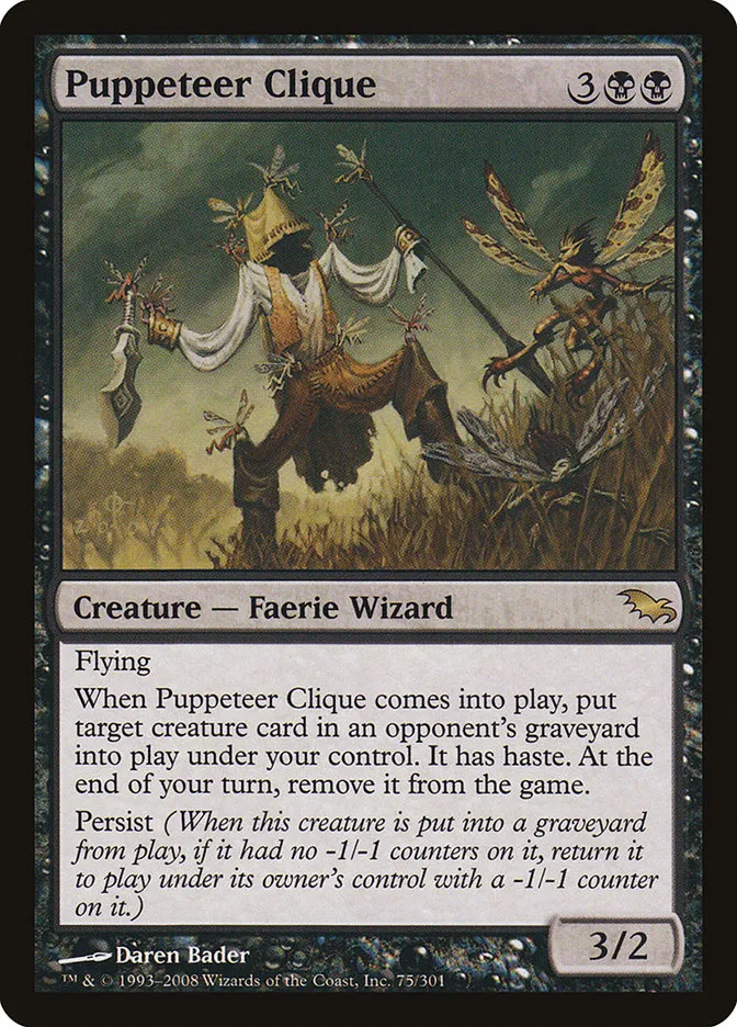 2008 Shadowmoor Puppeteer Clique rare #75 rare card image