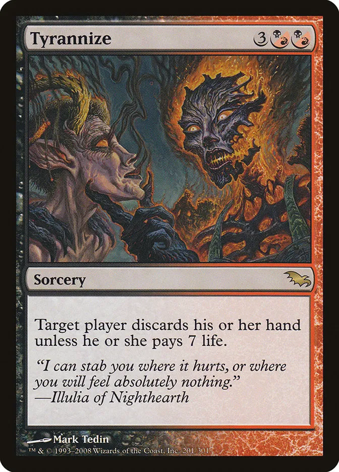 2008 Shadowmoor Tyrannize rare #201 rare card image