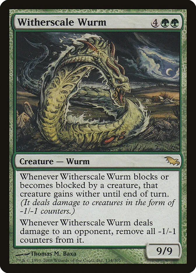 2008 Shadowmoor Witherscale Wurm rare #134 rare card image