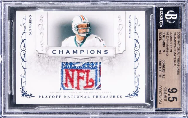 2008 National Treasures Dan Marino Champions Material Jumbo Prime #6 card image