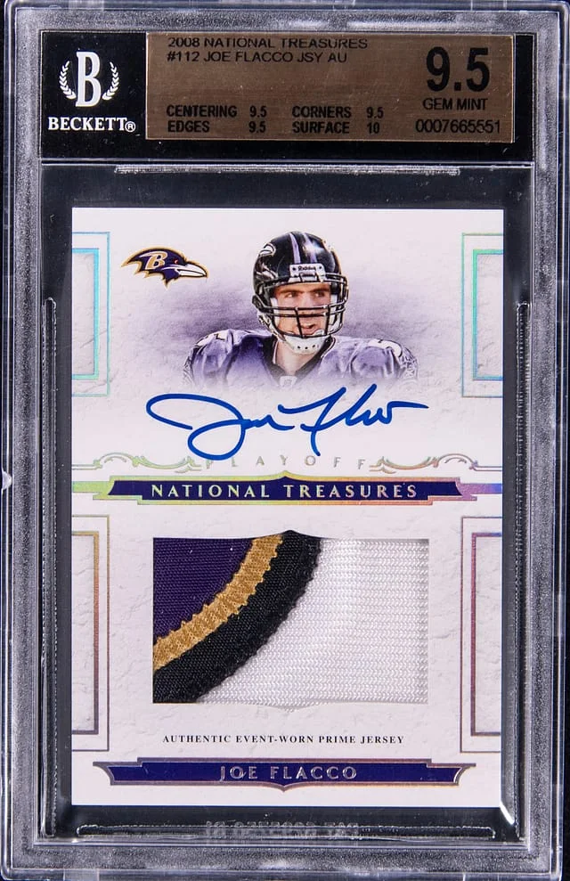 2008 Playoff Joe Flacco National Treasures Patch Autograph (RPA) #112 card image