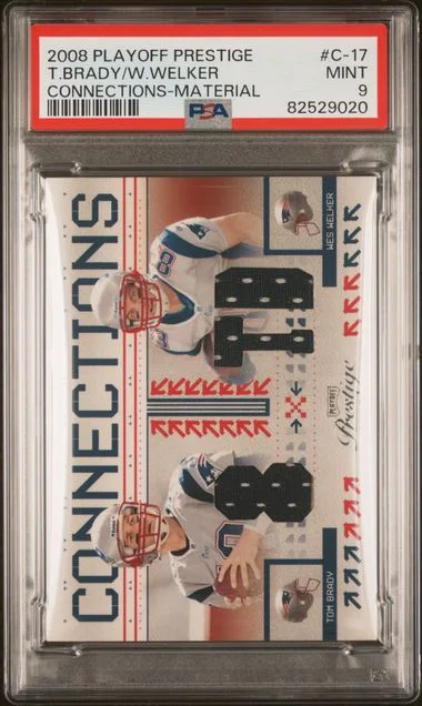 2008 Playoff Prestige Tom Brady/Wes Welker Connections Material #C-17 card image