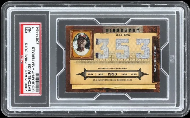 2008 Playoff Prime Cuts Satchel Paige Biography Materials #33 card image
