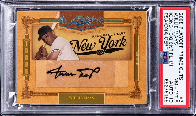 2008 Playoff Prime Cuts Willie Mays Icons Signatures Century Platinum #3 card image