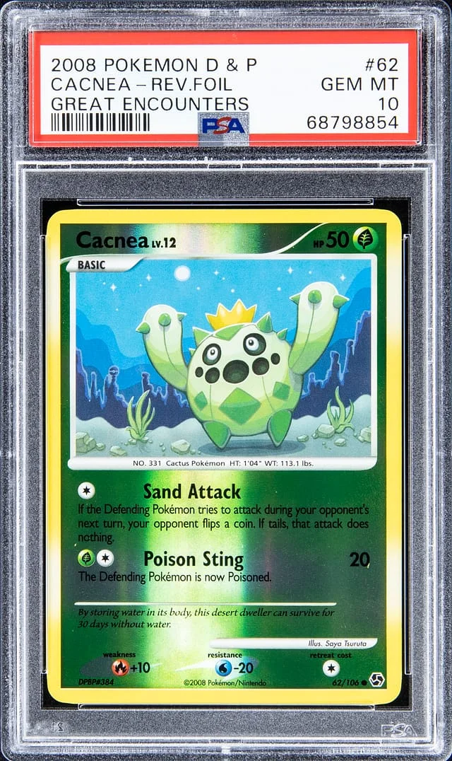 2008 Pokemon D and P Great Encounters Reverse Foil Cacnea #62 card image