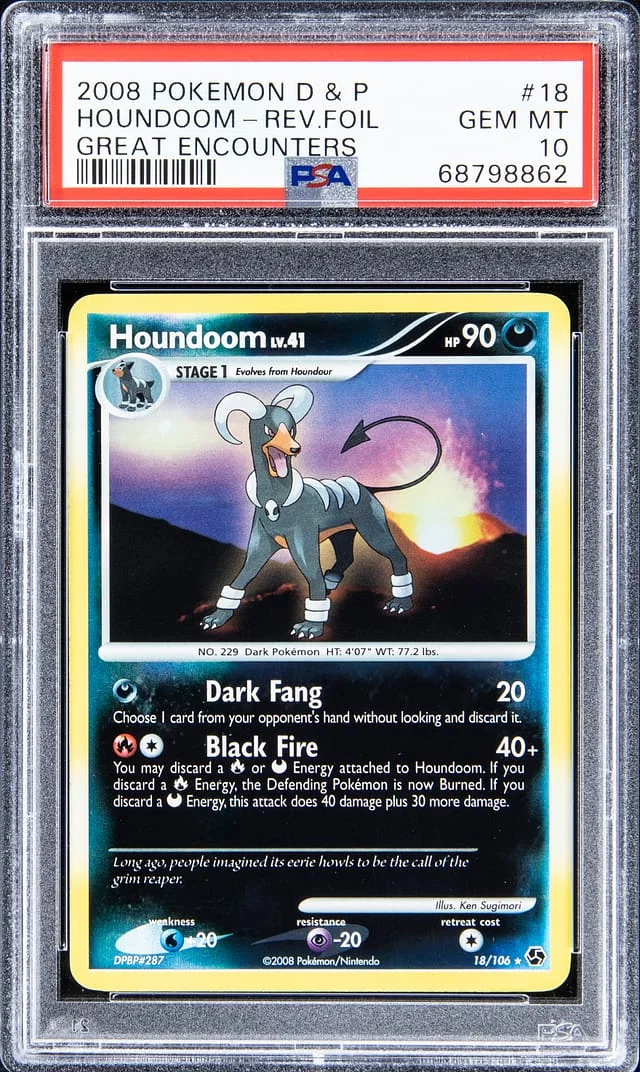 2008 Pokemon D and P Great Encounters Reverse Foil Houndoom #18 card image